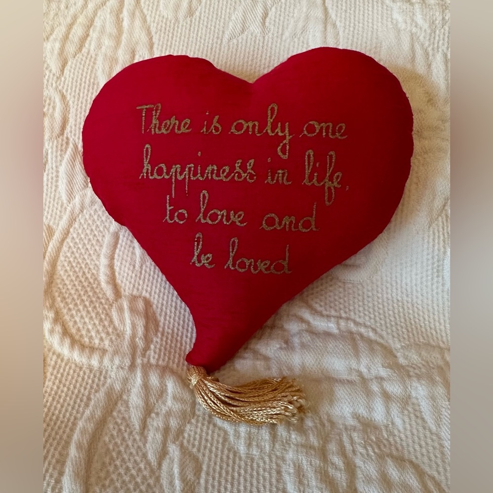 Heart Shaped Red Silk Pillow NWOT